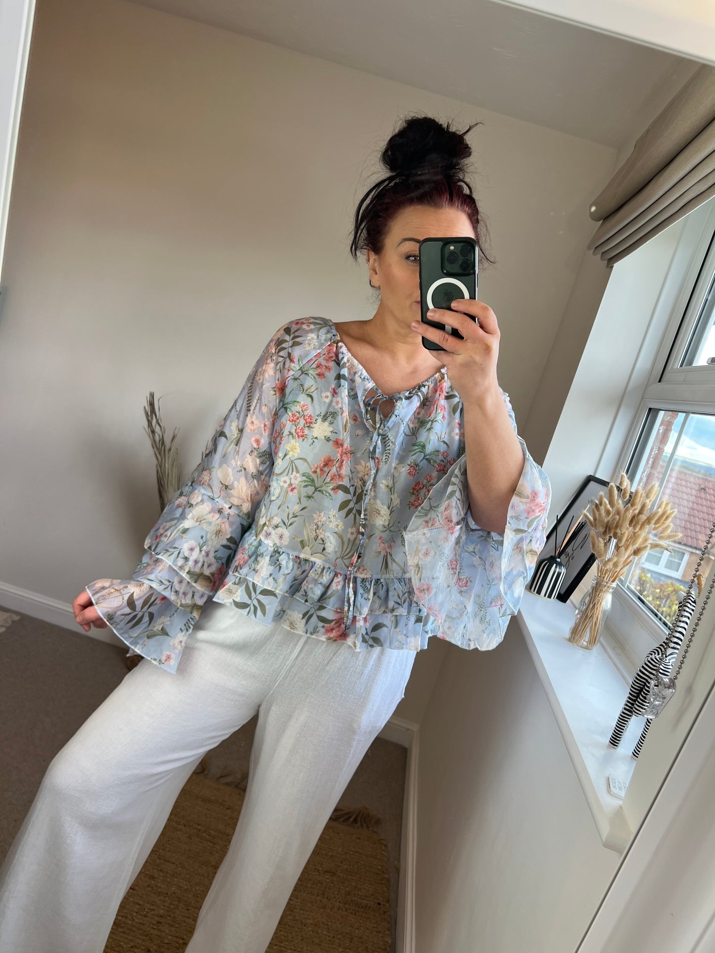 Floral Rara Top - Light Blue