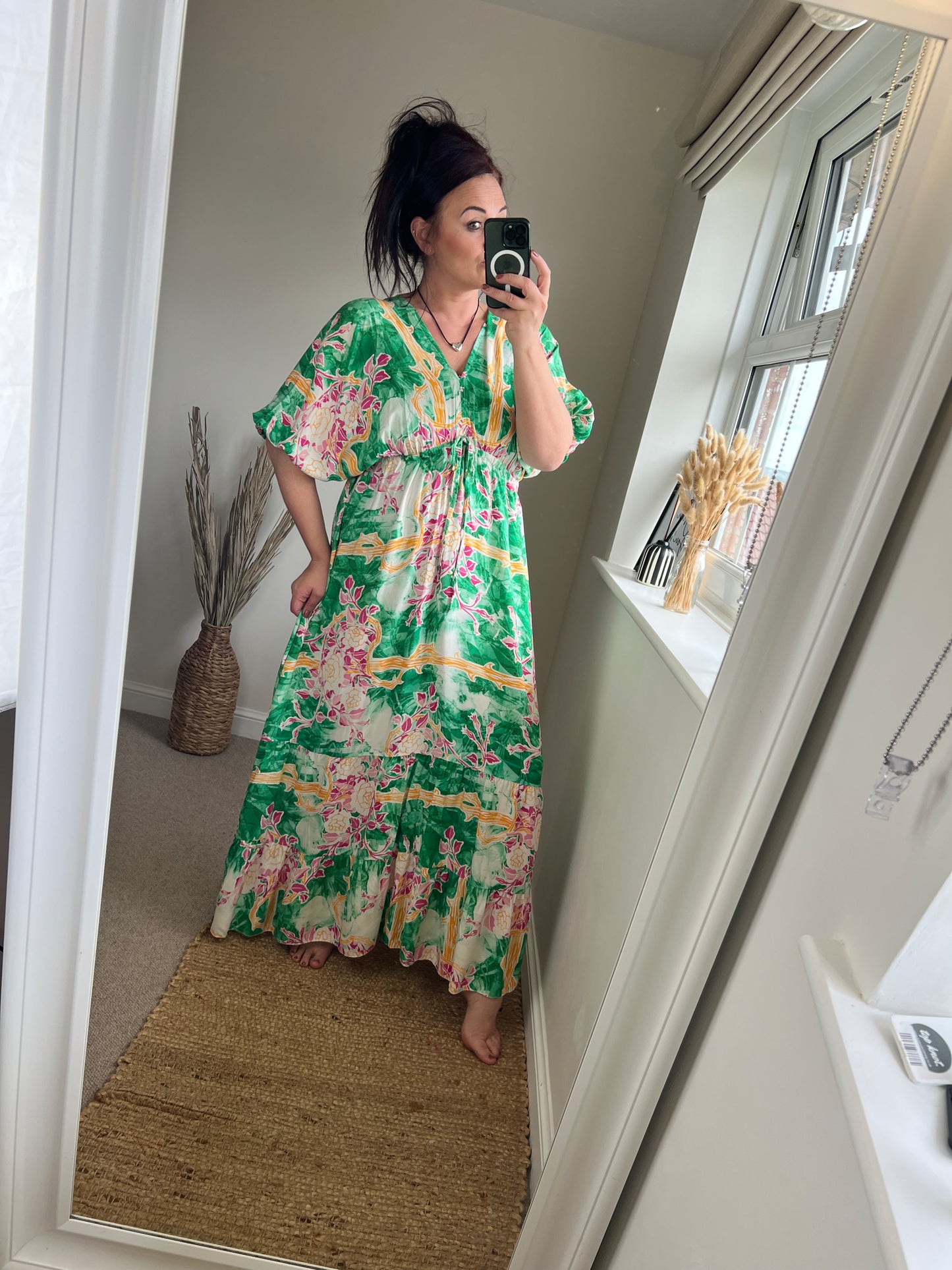 Grecian Floral Dress - Green