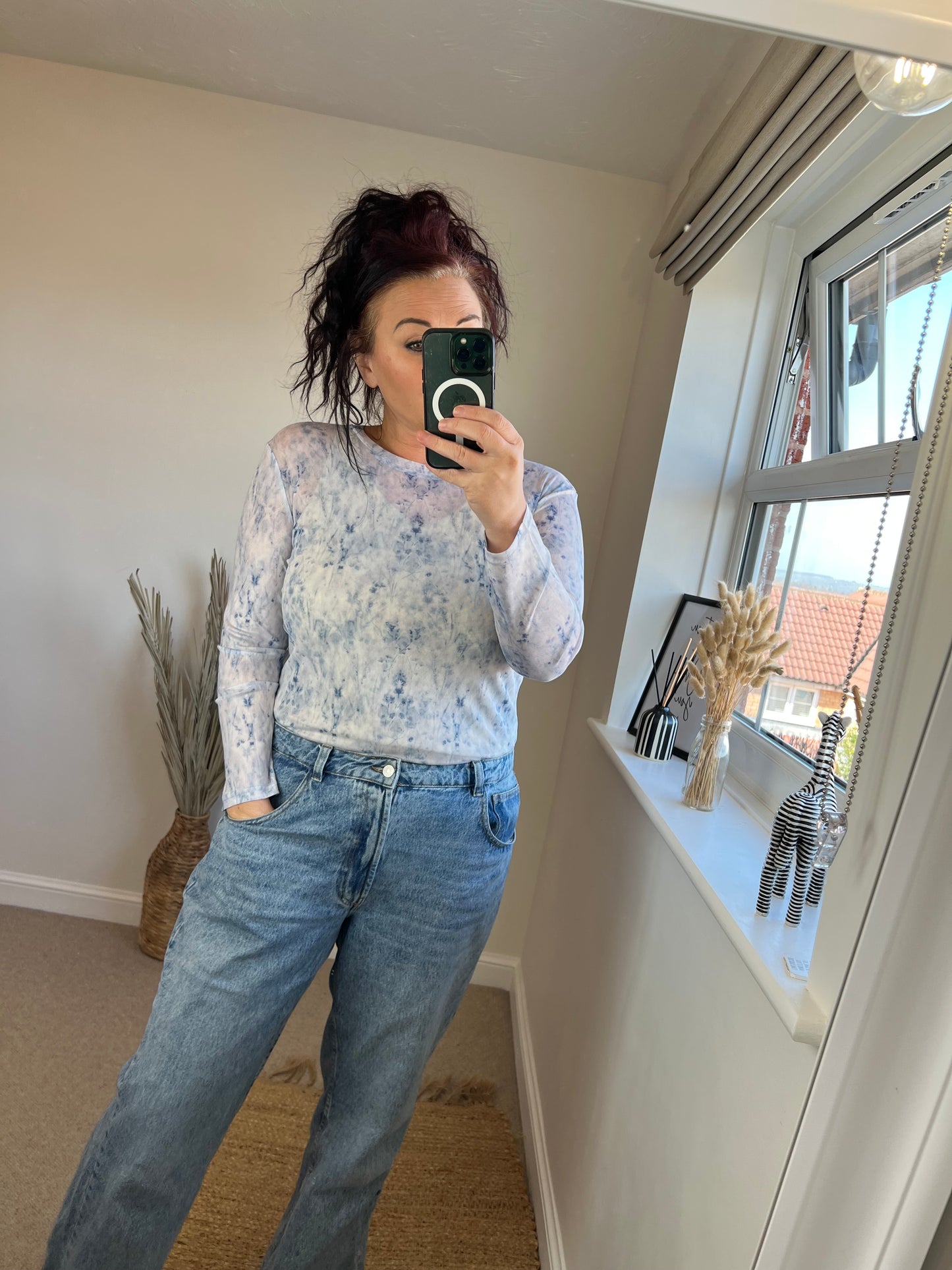 Mesh Long Sleeve Top - Floral