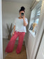 Wide Leg Linen Trousers - Rose