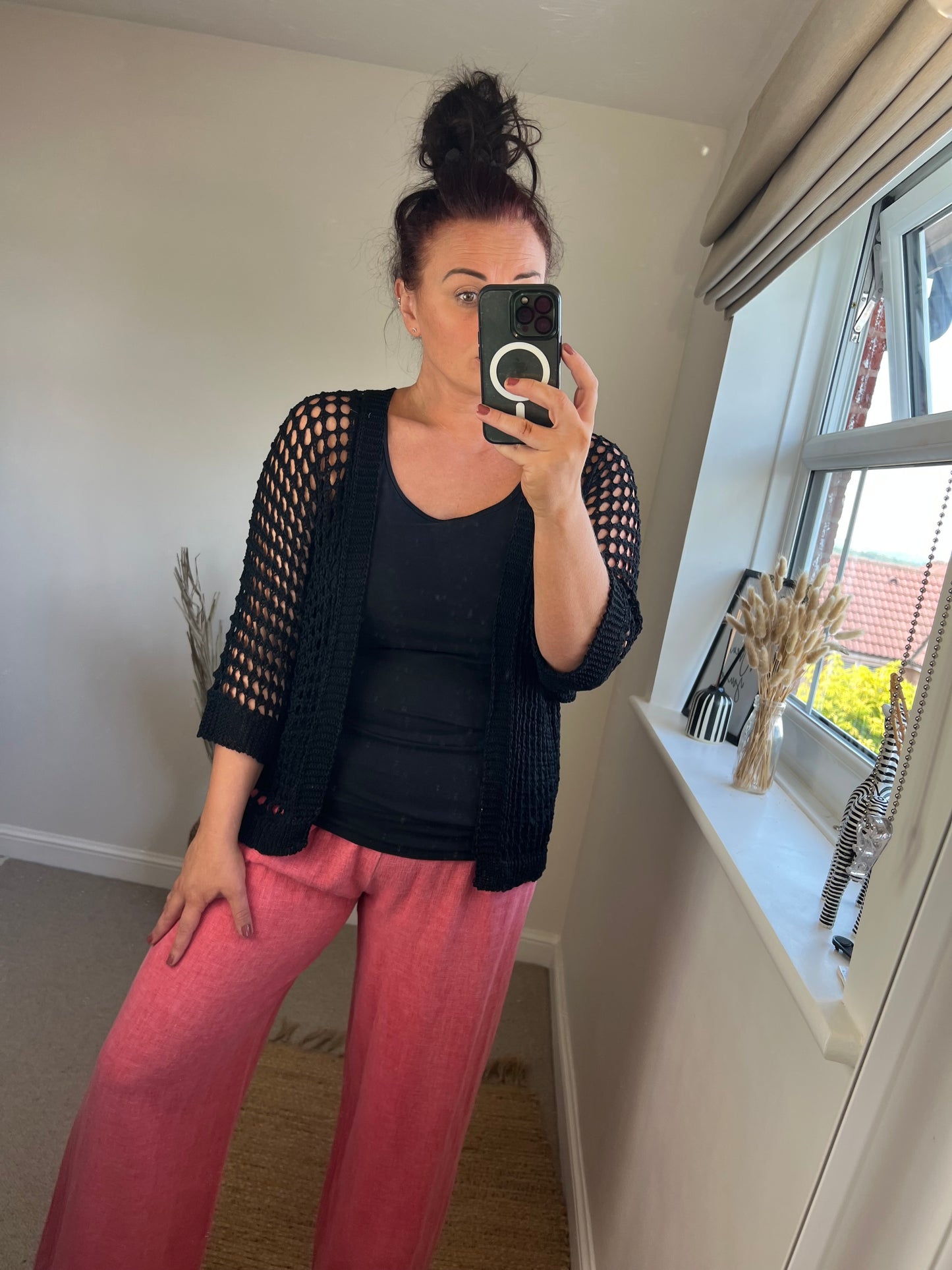 Crochet Open Cardi - Black
