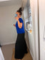Fine Knit Slash Neck Top - Cobalt