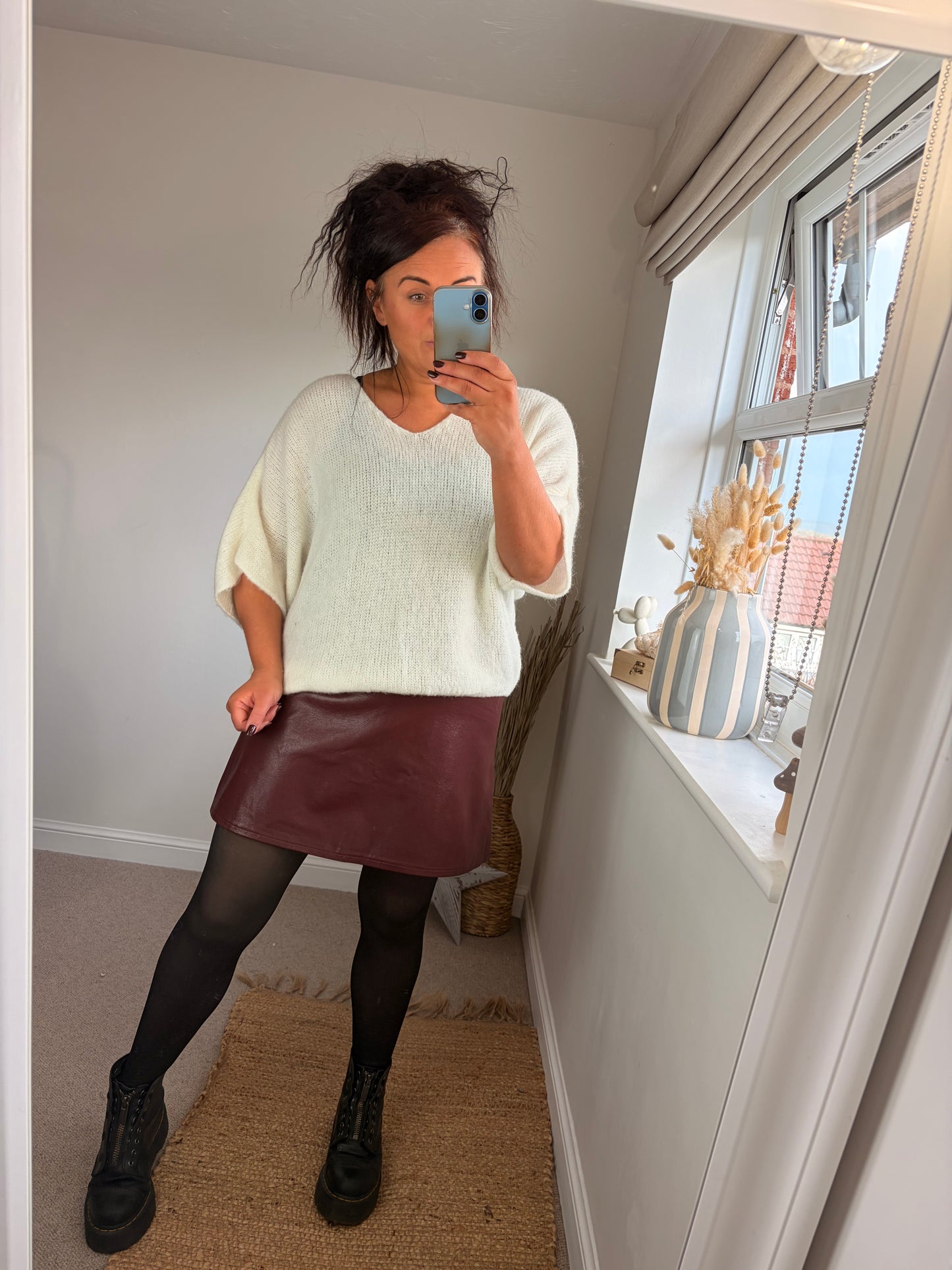 Faux Leather Skirt - Wine (2 sizes)