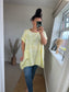 Longline Cotton Floral Top - Lemon
