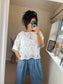 Scalloped Edge Crochet Top - White