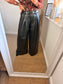 Wide Leg Faux Leather Trousers - Black