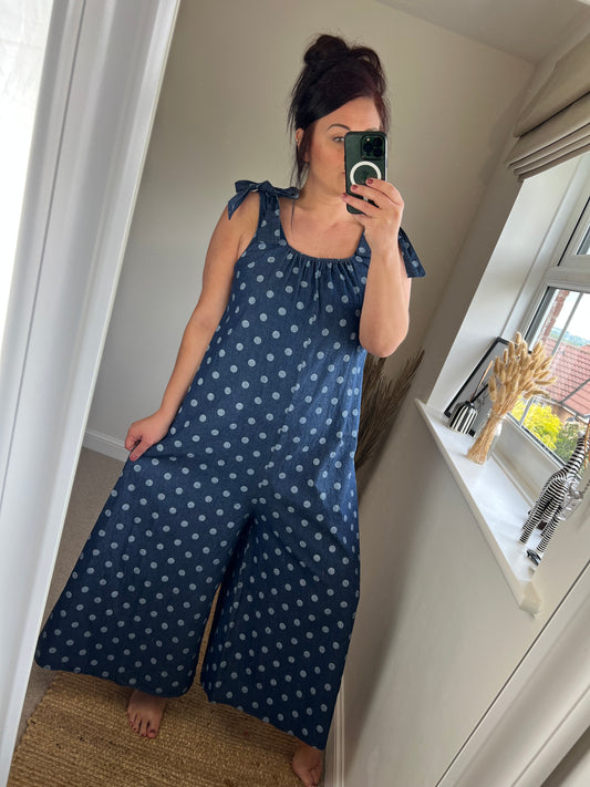 Denim Spotty Jumpsuit
