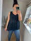 Embroidered Cotton Vest - Black