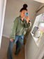Stripe Bomber Jacket - Khaki