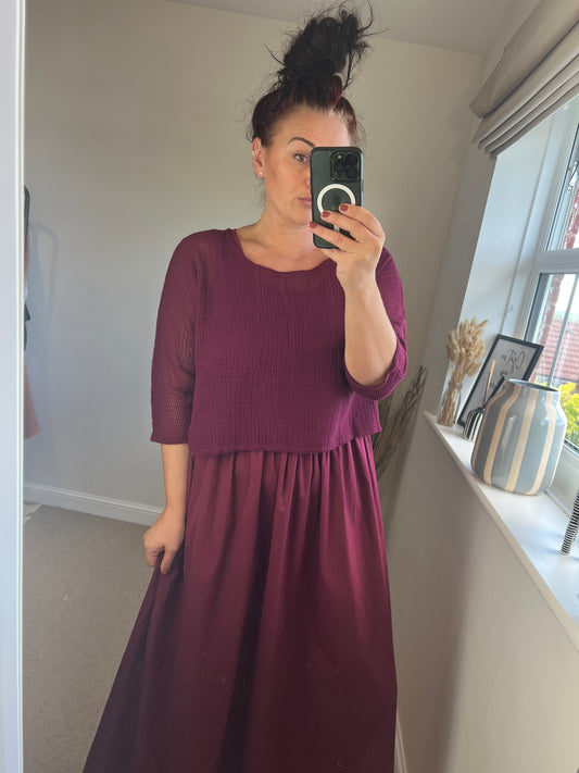 Mesh Cropped Top - Wine