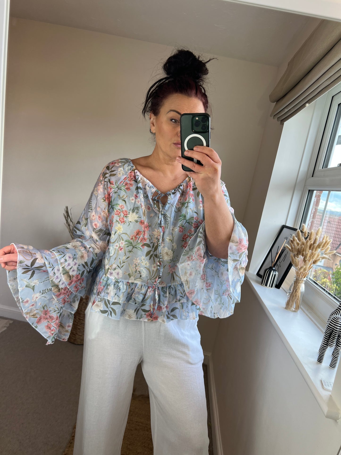 Floral Rara Top - Light Blue