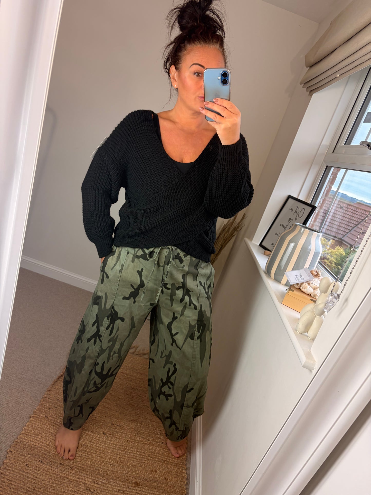 Camo Barrel Leg Trousers