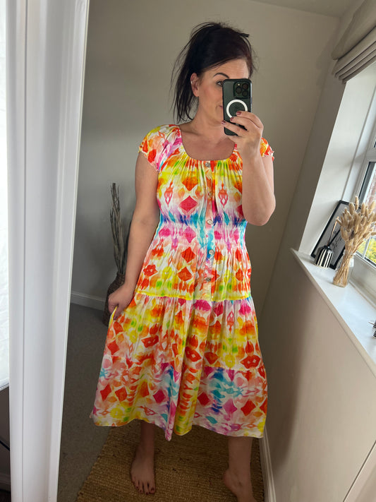 STEVIE Midi Button Dress - Yellow