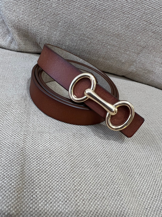 Leather Belt - Tan with Gold Buckle