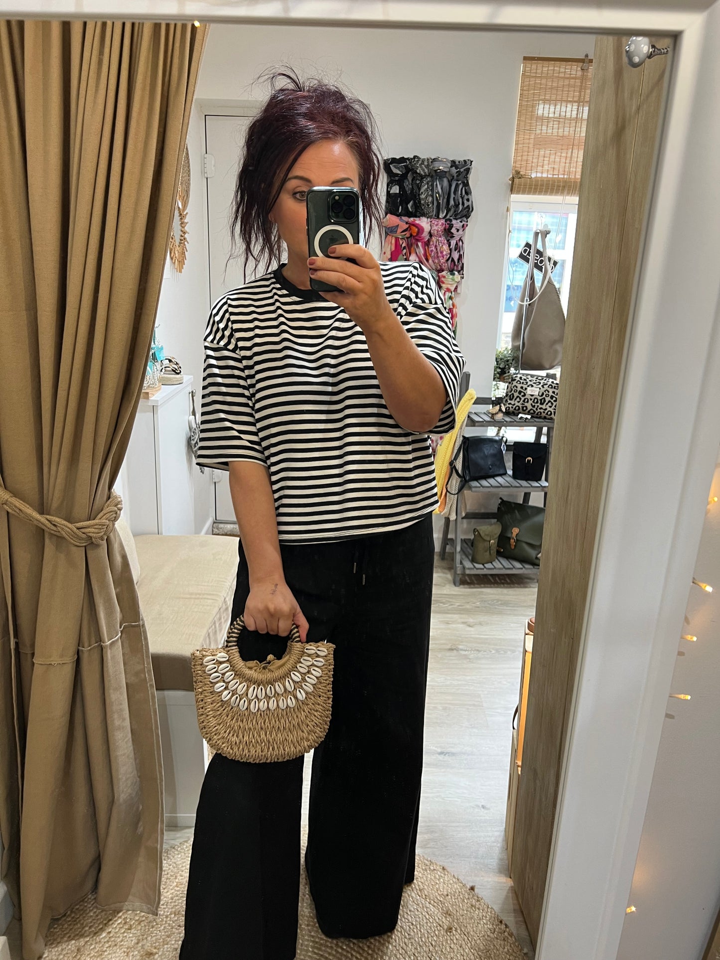 Straw Shell Bag - Camel
