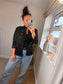 Faux Suede Military Jacket - Black
