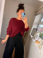 Chunky Knit Wrap Jumper - Wine