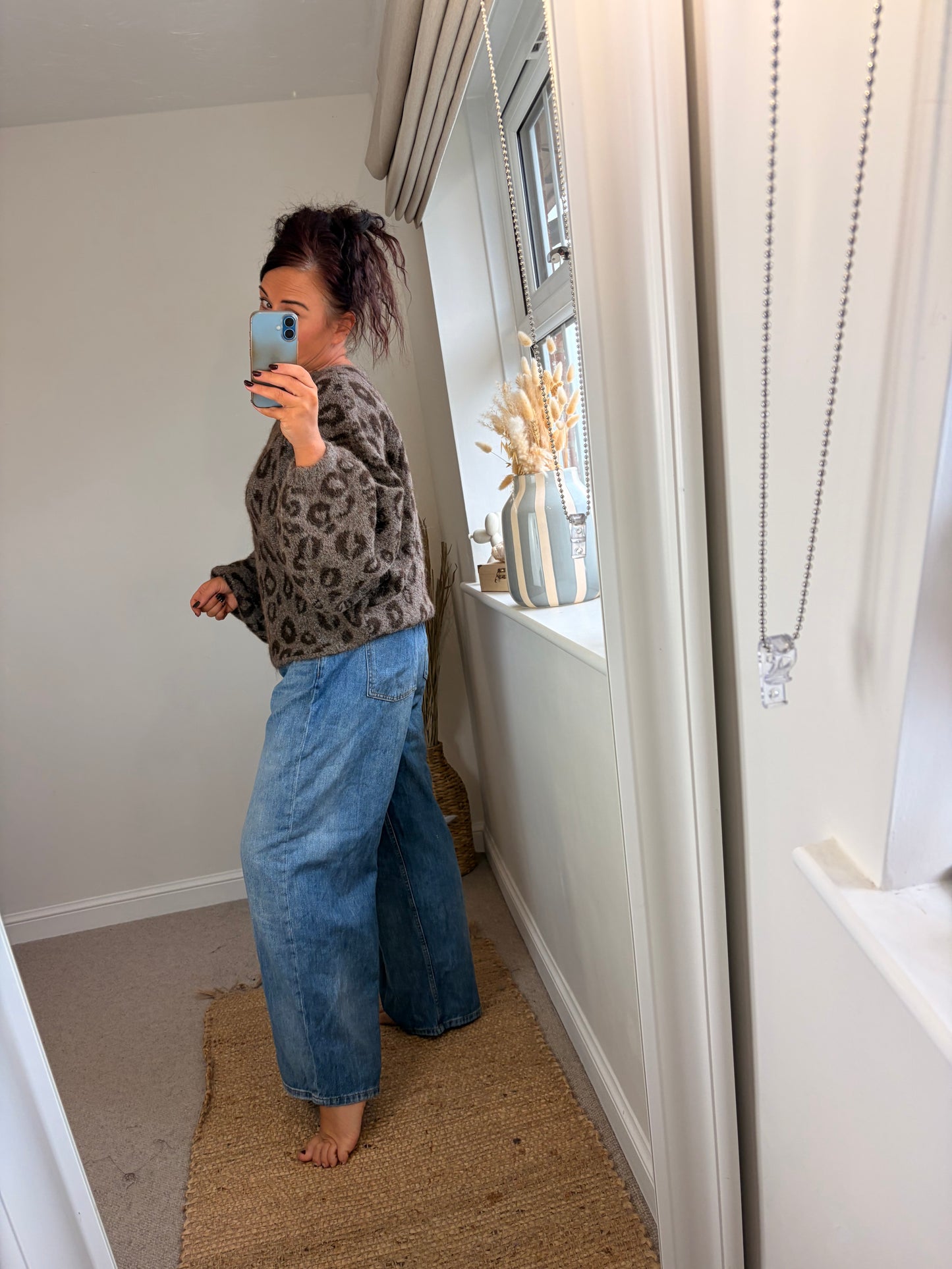 Slouch Oversize Leopard Jumper - Chocolate