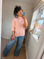 Button Sleeve Funnel Neck Jumper - Pink