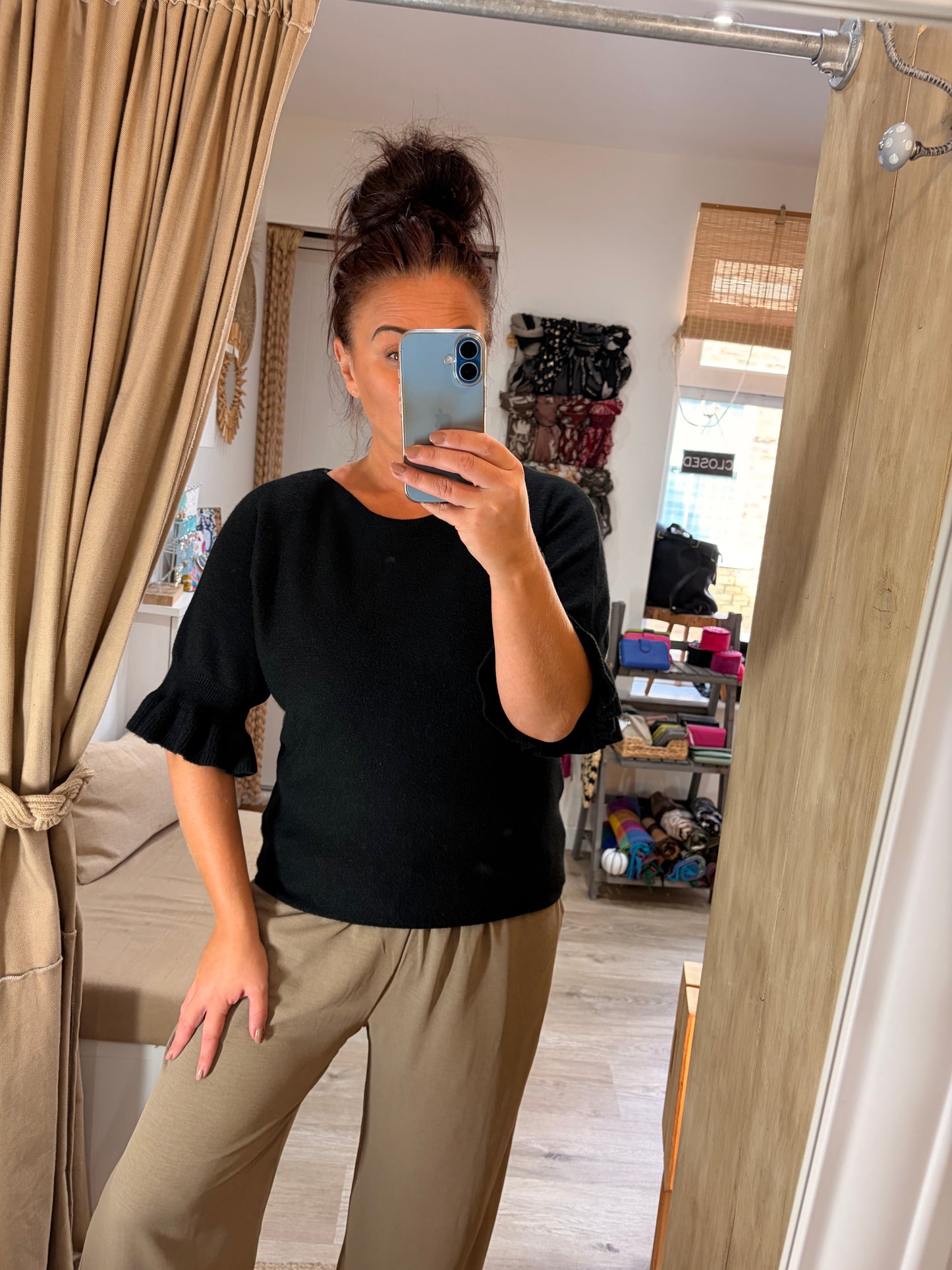 Flute Sleeve Jumper - Black