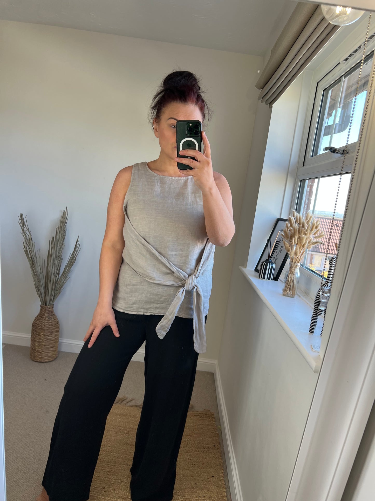 Linen Tie Top - Mocha