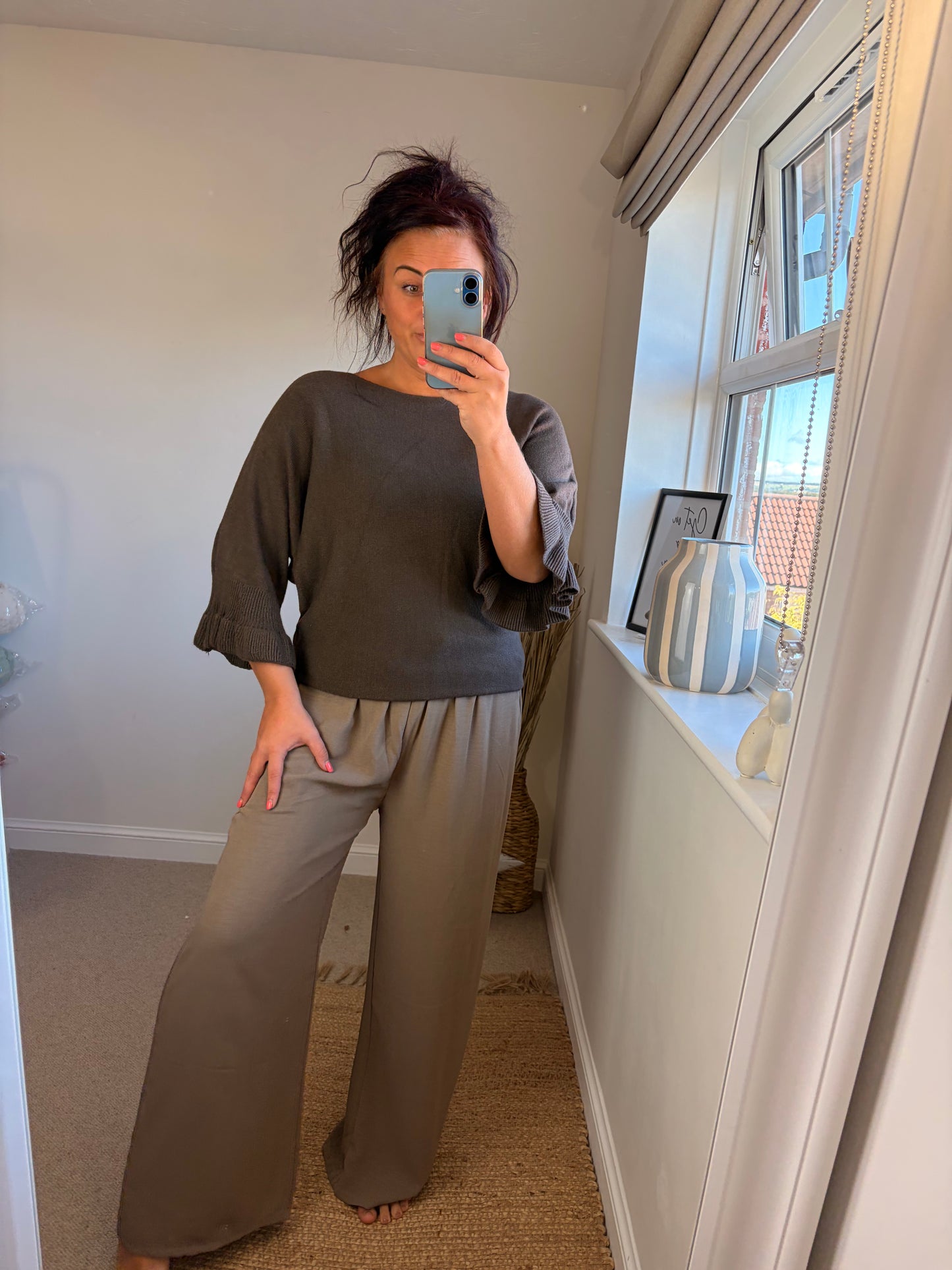 Flute Sleeve Jumper - Chocolate