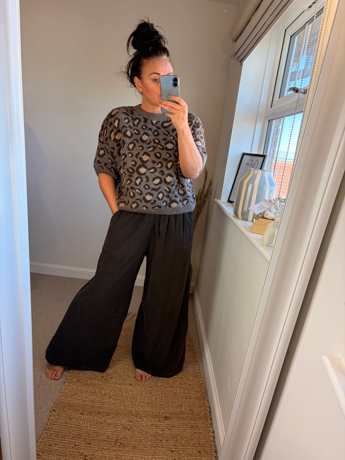 Needle Cord Wide Leg Trousers - Chocolate
