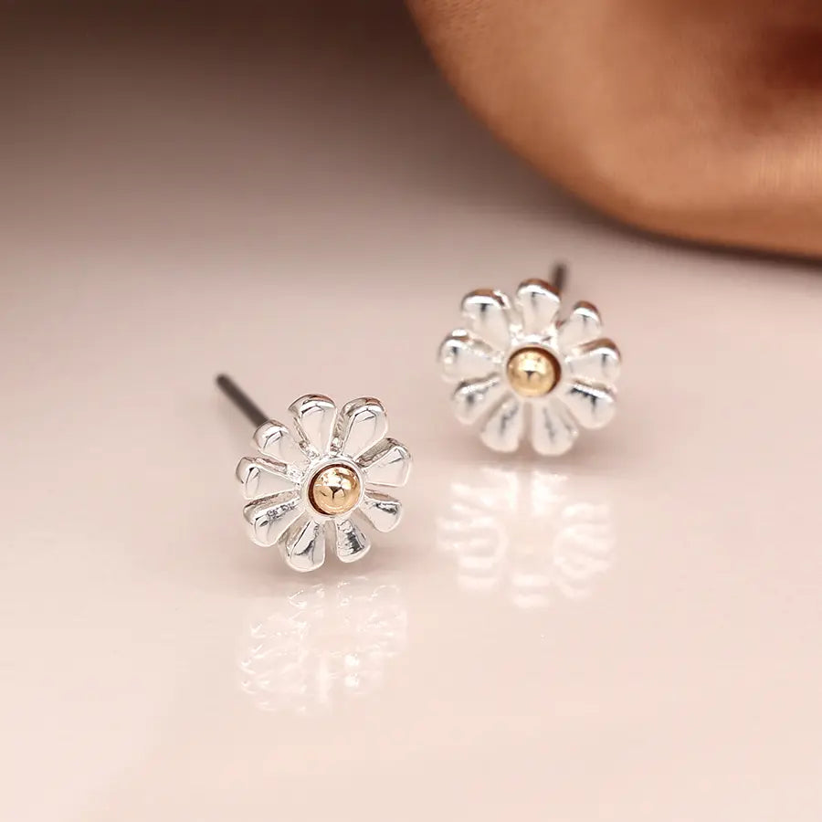 Peace Of Mind - Silver Plated Golden Daisy Studs