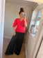 V Neck Three Quarter Jumper - Pink
