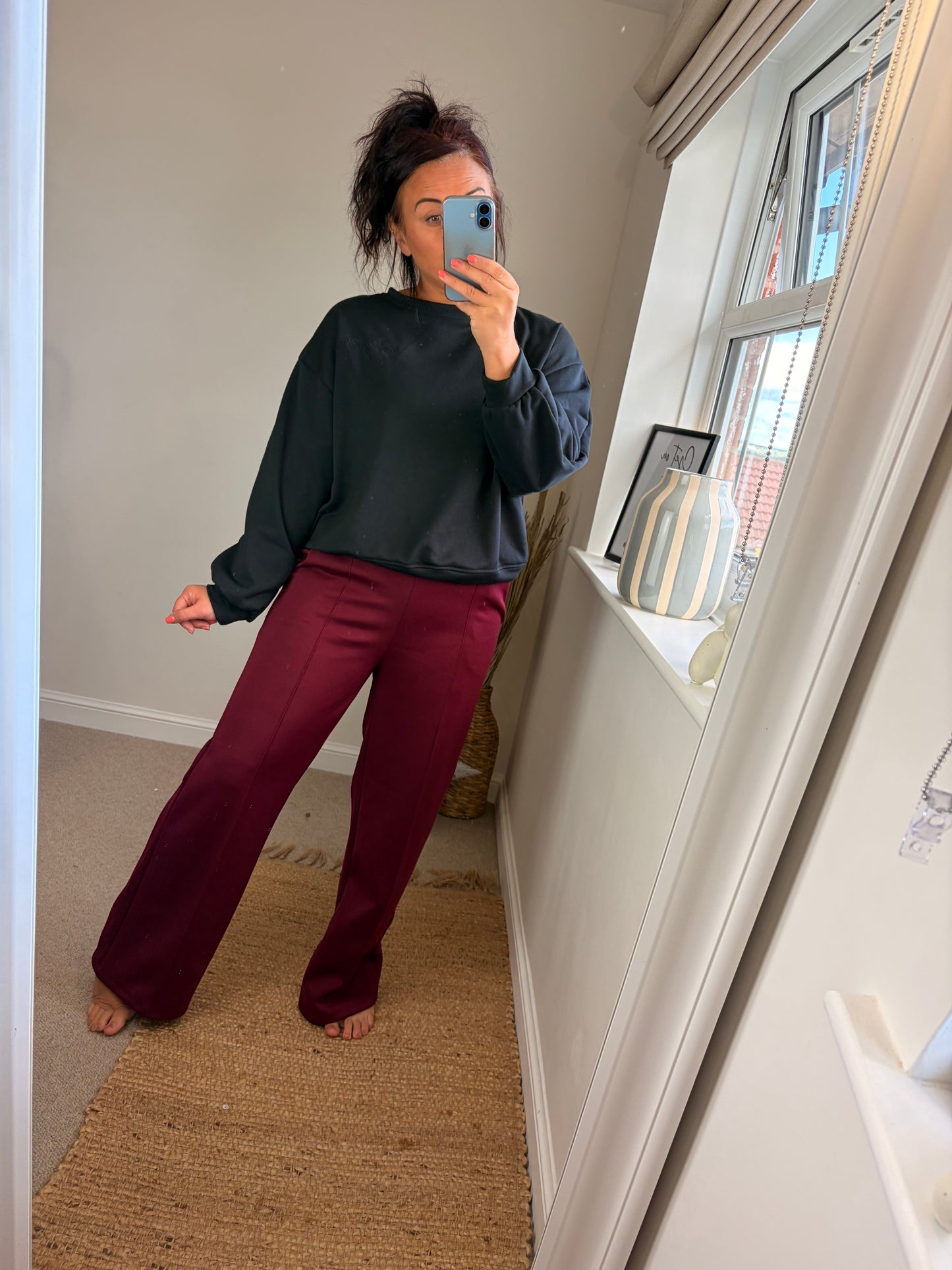 Seam Front Joggers - Wine