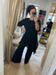 Linen Frill Tunic/Dress - Black
