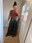 Wide Leg Faux Leather Trousers - Black