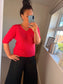 V Neck Three Quarter Jumper - Pink