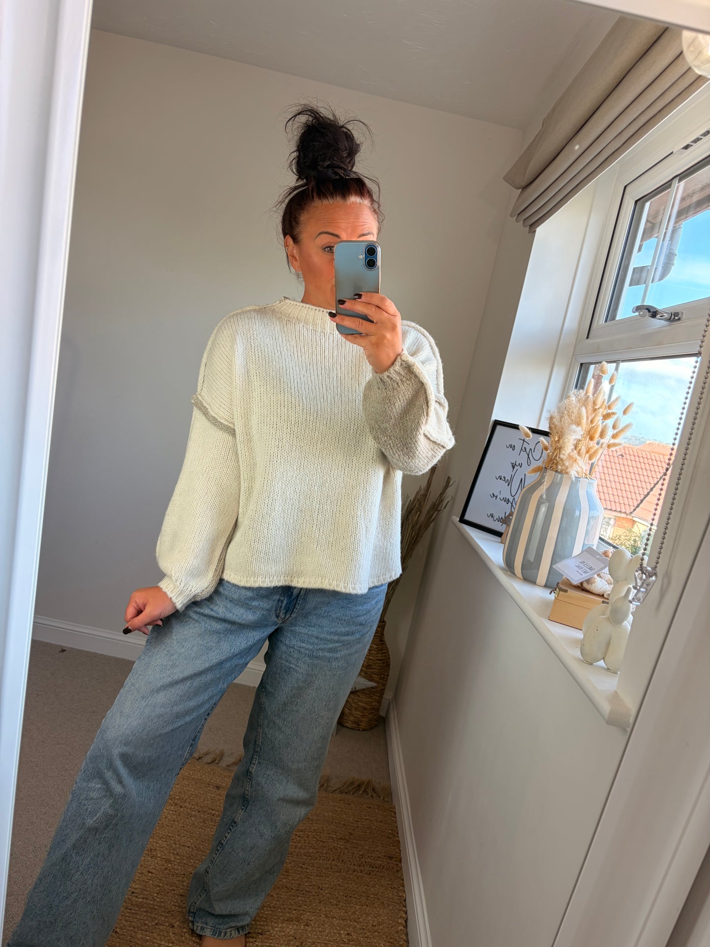 2-way Chunky Jumper - Beige/Cream