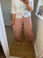 Barrel Leg Linen Trouser - Dusty Pink