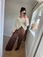 Shirred Strapless Jumpsuit - Brown