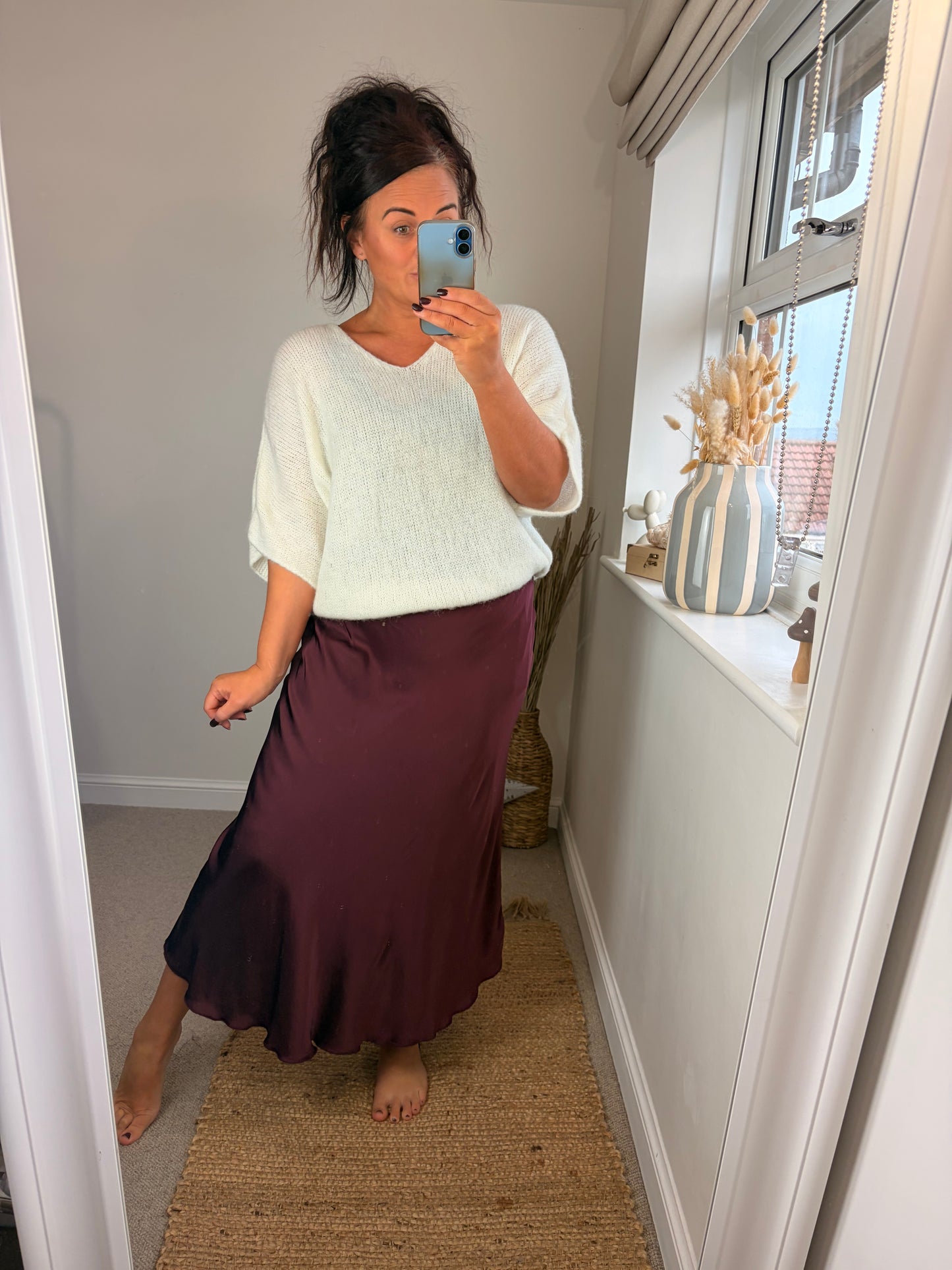 Satin Skirt - Wine