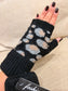 Leopard Fingerless Gloves - Black