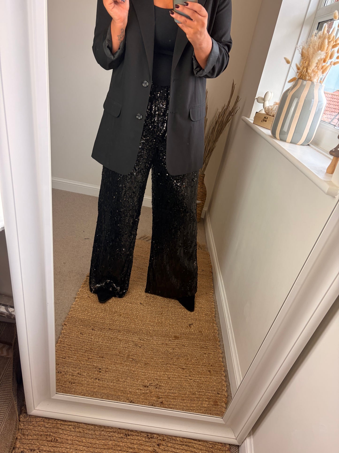 Sequin Trousers - Black