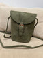 Faux Suede Bucket Crossbody Bag - Khaki