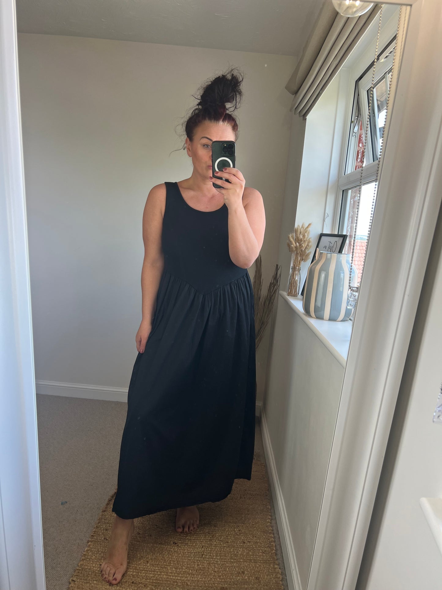Ribbed Midi Dress - Black