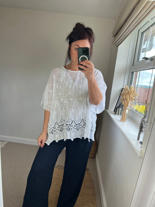 Cotton Kaftan Top - White