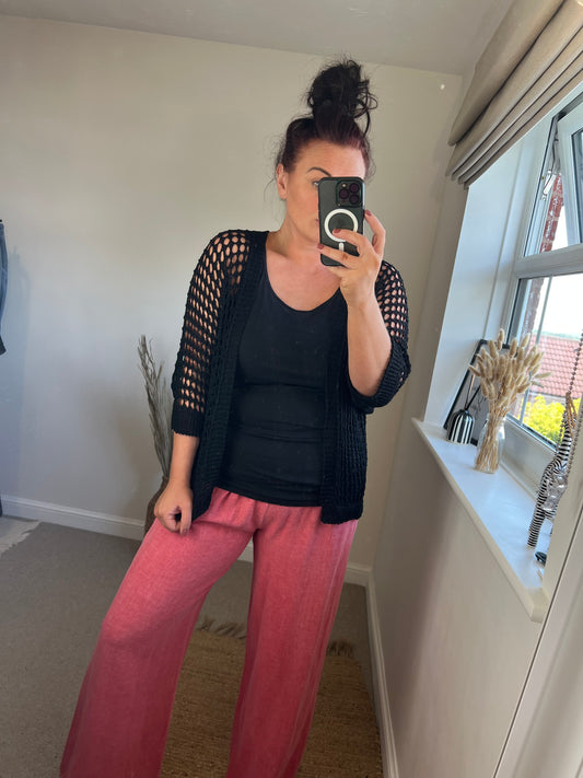 Crochet Open Cardi - Black