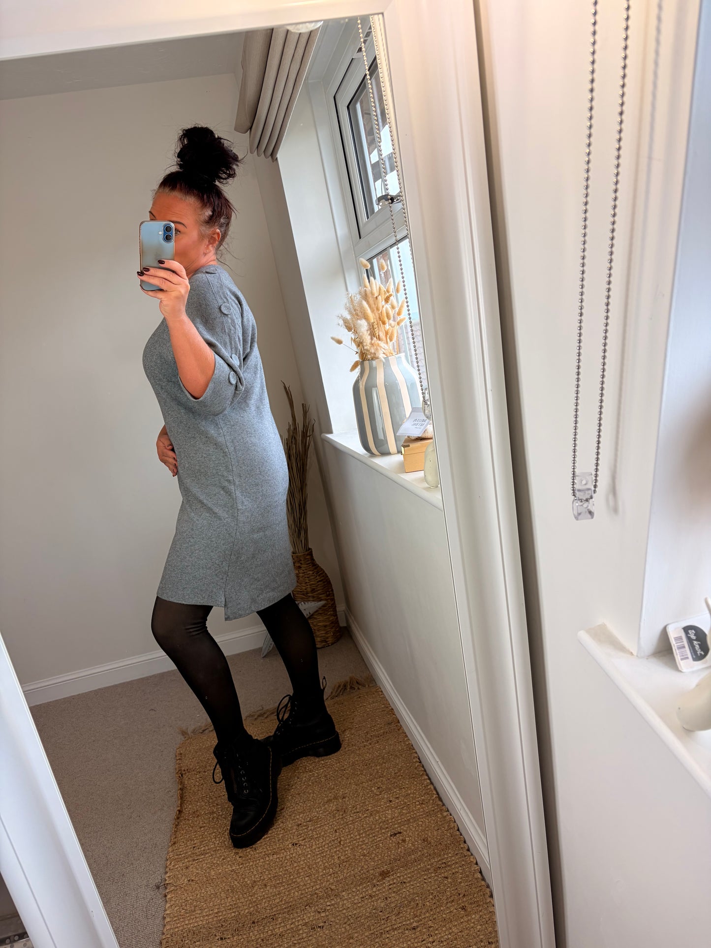 Button Jumper Dress - Grey
