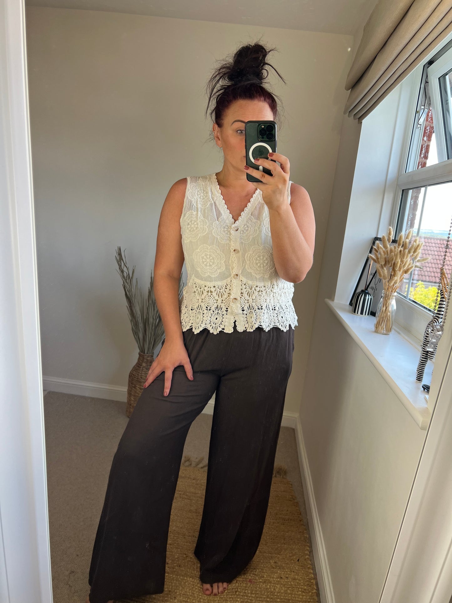 Crochet Lace Waistcoat- Cream