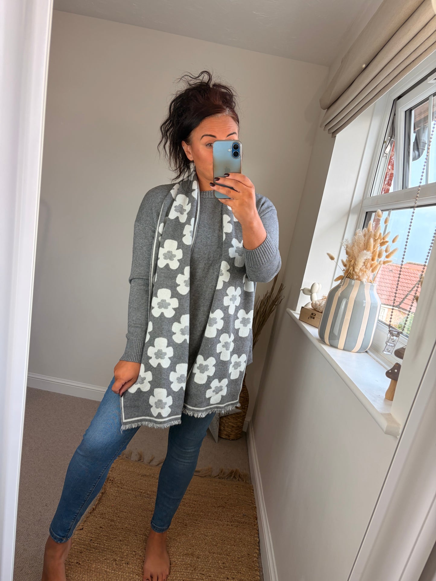 Jumper with Scarf - Grey