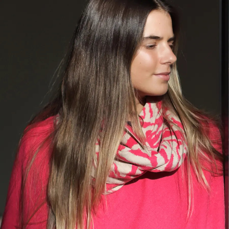 Snood Scarf - Pink/Beige