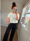 Cold Shoulder Studded Top - White