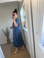 Cotton Stripe Cocoon Dress - Navy