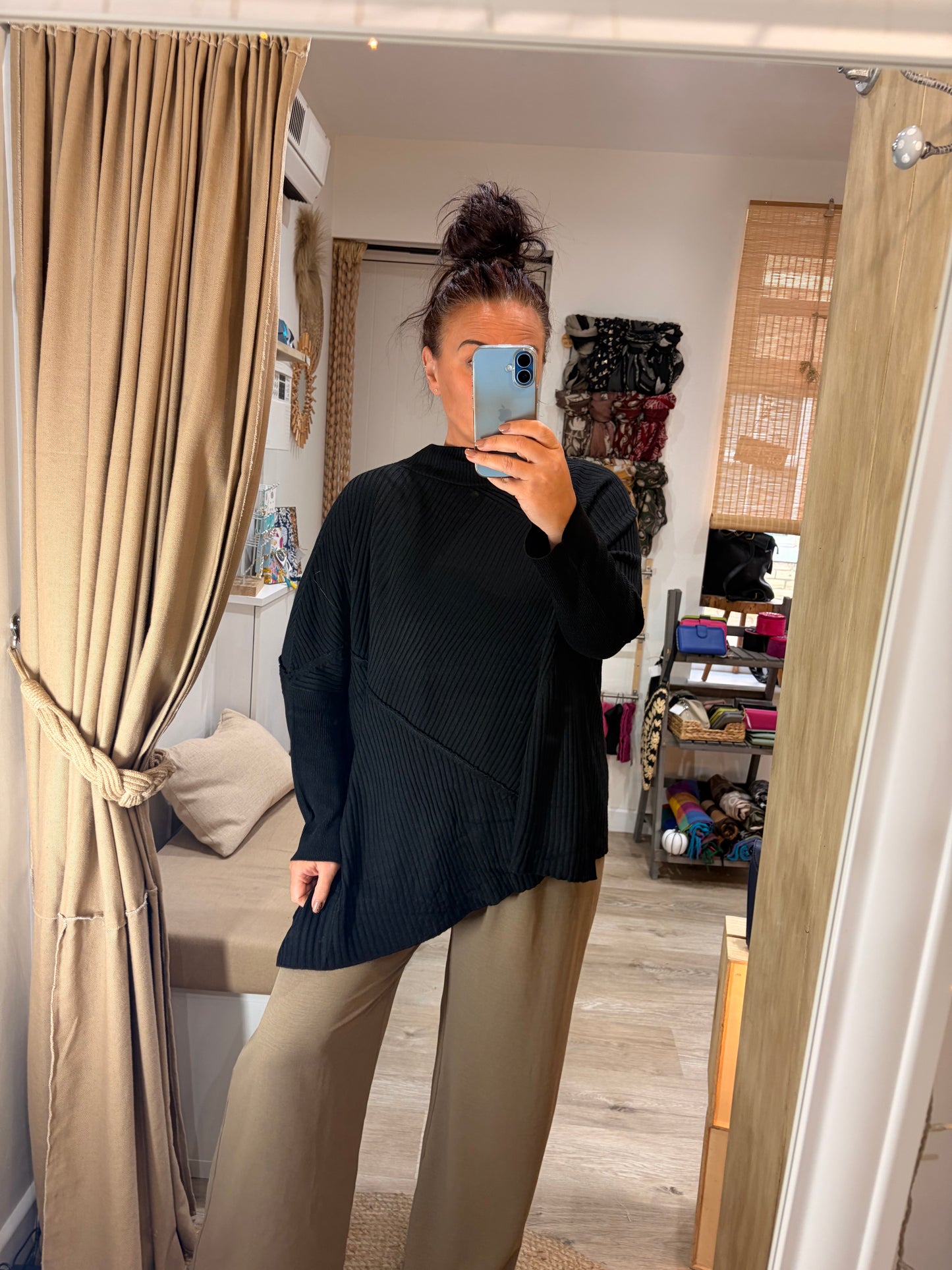 Ribbed Asymmetrical Jumper - Black